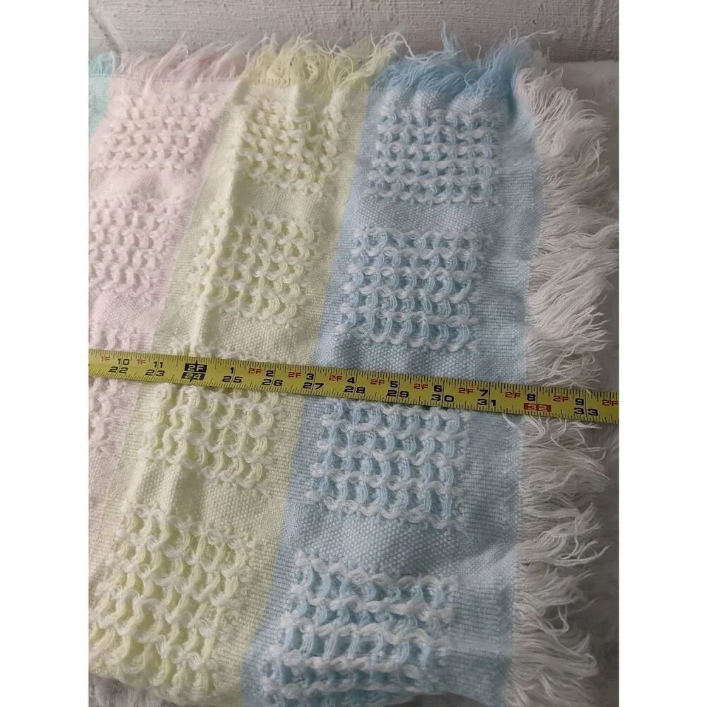 Lord & Taylor Vtg Plaid Baby Blanket Pastel Blue Pink Yellow Green Plaid Throw F